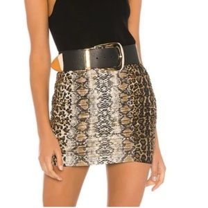Superdown Raquel Ruched Mini Skirt Multi Snakeskin Pattern size XS